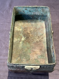 A very rare bronze food vessel and cover, 'fang xu 方盨', middle Western Zhou