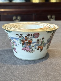 A rare set of eight Chinese famille rose 'Sanxing' nesting bowls, Tongzhi mark and of the period