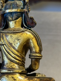 A Sino-Tibetan gilt bronze Buddha Amitayus, dated 1770, Qianlong