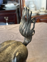 A rare and large Chinese bronze lion-form censer, Southern Song