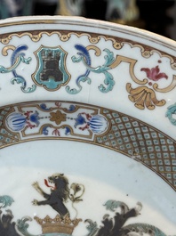 A Chinese famille rose dish with the arms of Bistrate and Prolli for the Belgian market, Qianlong