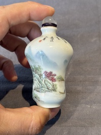 A Chinese famille rose 'landscape and poem' snuff bottle, Daoguang mark and of the period