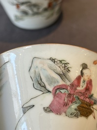A rare set of eight Chinese famille rose 'Sanxing' nesting bowls, Tongzhi mark and of the period
