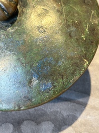 Two Chinese archaic bronze food vessels, 'ding 鼎', Han