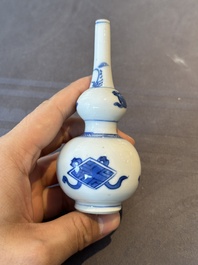 Four Chinese blue and white 'Eight Treasures 八寶' double gourd vases, Kangxi