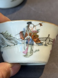 A rare set of eight Chinese famille rose 'Sanxing' nesting bowls, Tongzhi mark and of the period