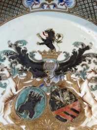 A Chinese famille rose dish with the arms of Bistrate and Prolli for the Belgian market, Qianlong