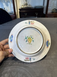 A pair of Chinese Canton enamel 'Fengyiting 鳳儀亭' plates, Yongzheng