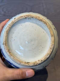 A Chinese blue and white kendi with floral design, Wanli