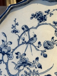 A blue and white Dutch Delft 'chinoiserie' plaque, 18th C.