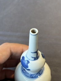 Four Chinese blue and white 'Eight Treasures 八寶' double gourd vases, Kangxi