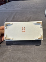 A pair of rectangular Chinese famille rose jardinieres with floral design, Republic