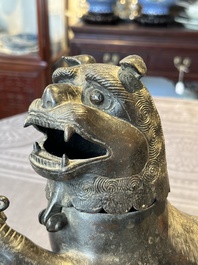 A rare and large Chinese bronze lion-form censer, Southern Song