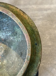 Two Chinese archaic bronze food vessels, 'ding 鼎', Han