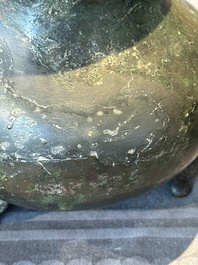 Two Chinese archaic bronze food vessels, 'ding 鼎', Han