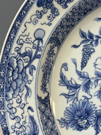 Two Chinese blue and white dishes with floral design, Yongzheng