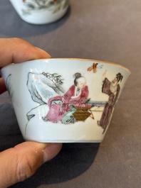 A rare set of eight Chinese famille rose 'Sanxing' nesting bowls, Tongzhi mark and of the period