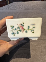A pair of rectangular Chinese famille rose jardinieres with floral design, Republic