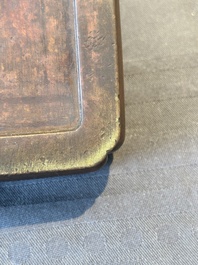 A rare Chinese rectangular bronze box and cover, Ming
