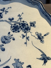 A blue and white Dutch Delft 'chinoiserie' plaque, 18th C.