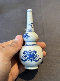 Four Chinese blue and white 'Eight Treasures 八寶' double gourd vases, Kangxi