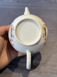 A Chinese famille rose Meissen-style teapot and stand, Qianlong