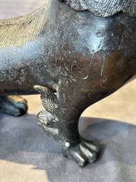 A rare and large Chinese bronze lion-form censer, Southern Song
