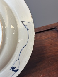Two Chinese blue and white dishes with floral design, Yongzheng