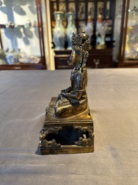 A Sino-Tibetan gilt bronze Buddha Amitayus, dated 1770, Qianlong