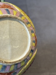 A Chinese famille rose 'Buddhist lion' teapot and cover, Yongzheng