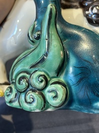 A Japanese polychrome-glazed group of playing Buddhist lions, 18/19th C.