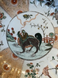 A pair of Chinese verte-Imari 'qilin' plates, Kangxi