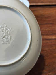 Nine Chinese famille rose cups and eight saucers, Yongzheng/Qianlong