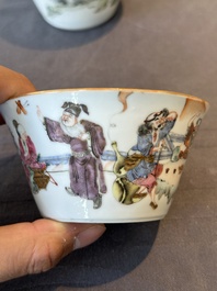 A rare set of eight Chinese famille rose 'Sanxing' nesting bowls, Tongzhi mark and of the period