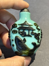Eight Chinese Peking glass snuff bottles, Qianlong mark, 19/20th C.