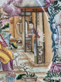 Two fine Chinese Canton famille rose 'mandarin subject' plates, Qianlong