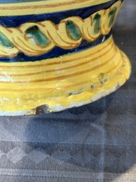 A large Italian maiolica drug jar with trophies, Casteldurante, 2nd half 16th C.