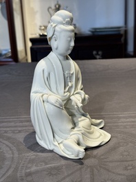 A Chinese Dehua blanc de Chine Guanyin, 19th C.