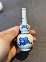 Four Chinese blue and white 'Eight Treasures 八寶' double gourd vases, Kangxi