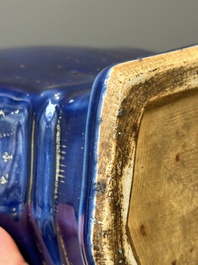 A pair of Chinese gilt-decorated powder-blue vases, Qianlong