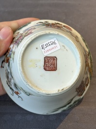 A rare set of eight Chinese famille rose 'Sanxing' nesting bowls, Tongzhi mark and of the period