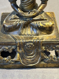 A Sino-Tibetan gilt bronze Buddha Amitayus, dated 1770, Qianlong