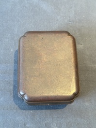 A rare Chinese rectangular bronze box and cover, Ming