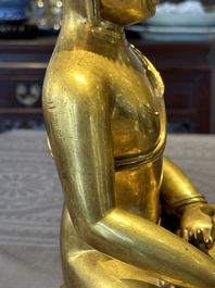 A rare Chinese gilt bronze Buddha Shakyamuni, 18th C.