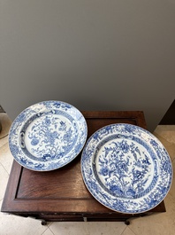 Two Chinese blue and white dishes with floral design, Yongzheng