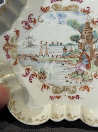 A Chinese famille rose Meissen-style teapot and stand, Qianlong