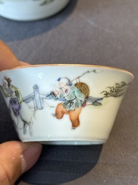 A rare set of eight Chinese famille rose 'Sanxing' nesting bowls, Tongzhi mark and of the period