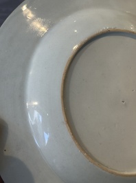 A Chinese famille rose Meissen-style plate and a monogrammed Canton famille rose plate, Qianlong