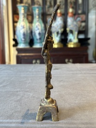 A rare Chinese gilt bronze standing Buddha with aureola and inscription, Northern Wei, dated 441