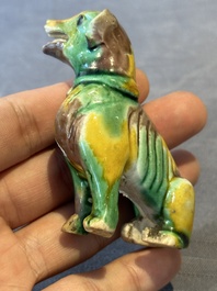 Three Chinese sancai-glazed dogs, Qianlong and later